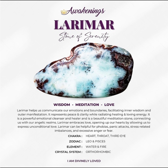 Delicate blue larimar crystal gemstone bracelet on brown cord - Picture 7 of 8